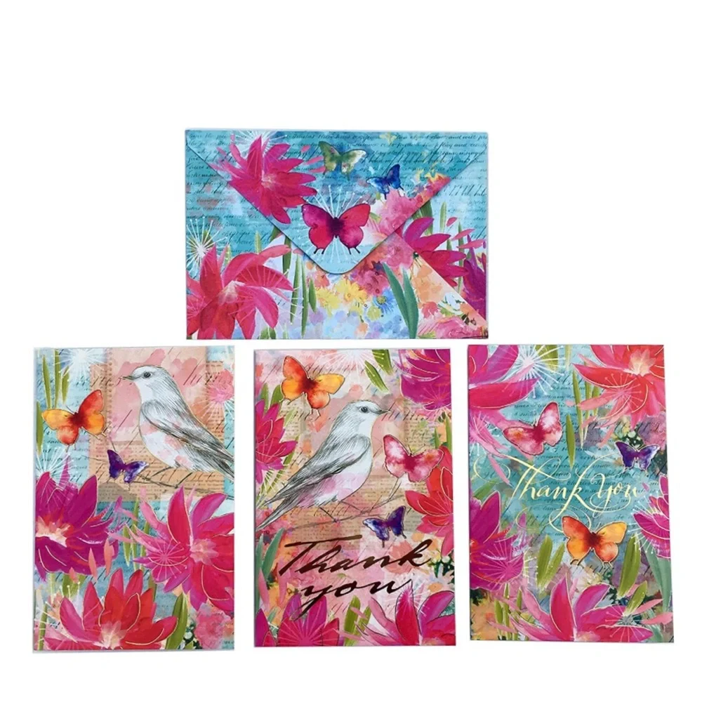 Punch Studio Birds & Butterflies Thank You Note Cards in Trifold Sleeve (13771)